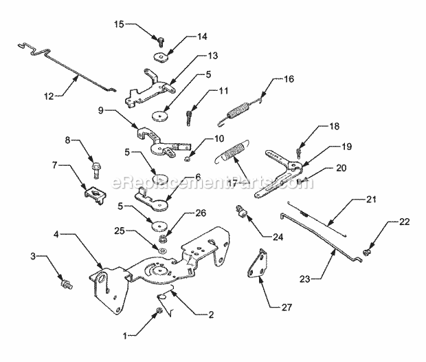 Engine Controls Diagram and Parts List for GT3204 14A-671-710 Cub Cadet Lawn Tractor